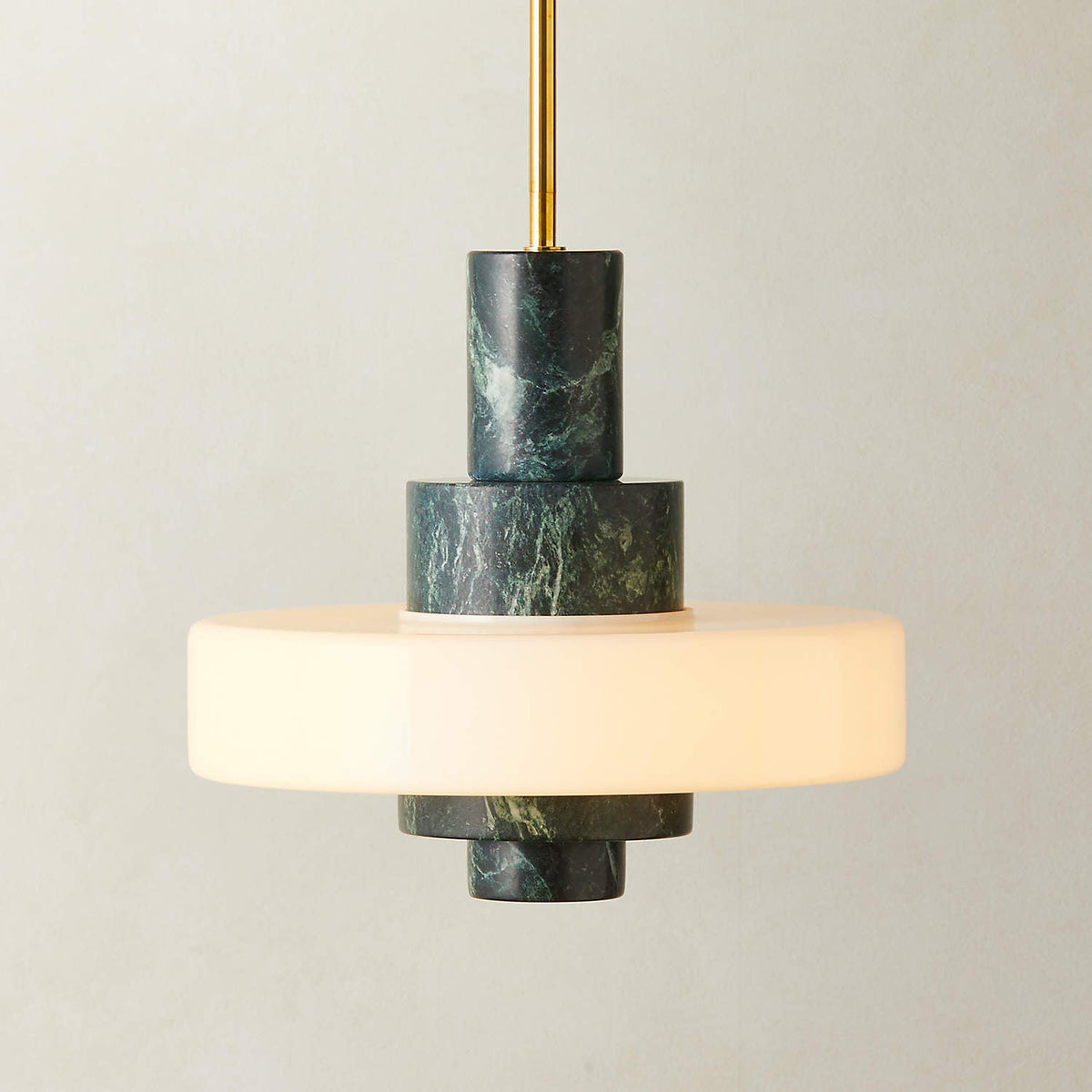 Mercury Green Marble Pendant Lamp - Hand-Carved Marble & Glass LED Light