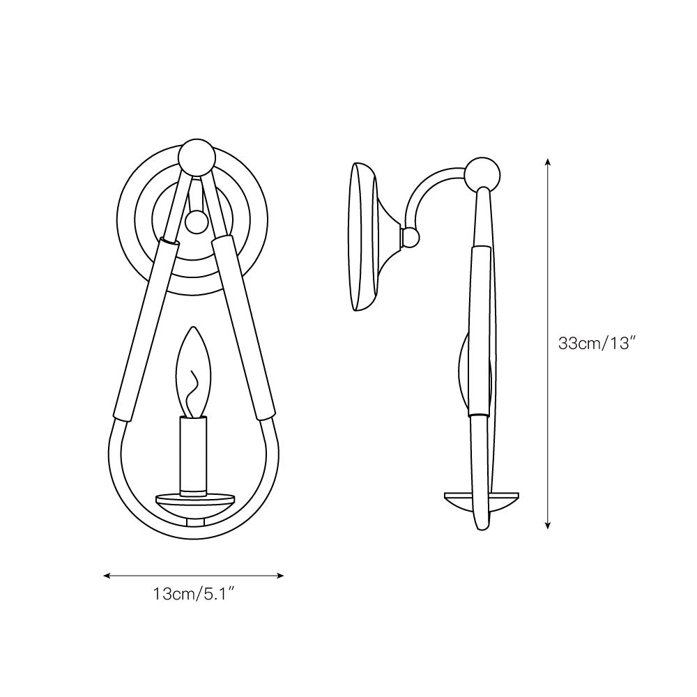 Meridian Wall Lamp - Teardrop Black Iron & Rope Indoor/Outdoor Sconce