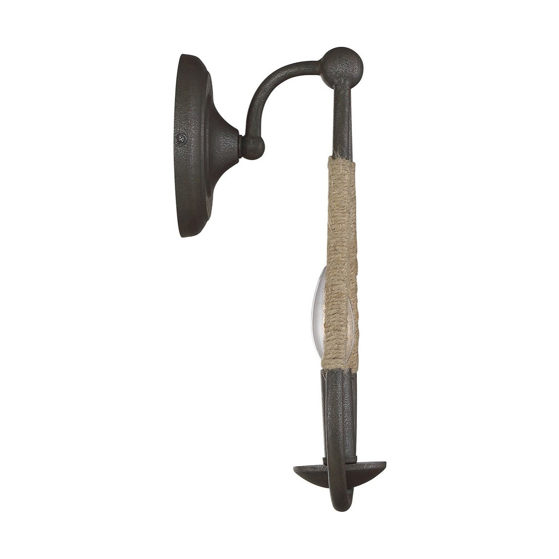 Meridian Wall Lamp - Teardrop Black Iron & Rope Indoor/Outdoor Sconce