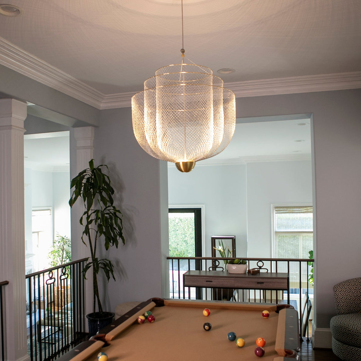 Meshmatics Chandelier - Tiered Woven Wire Netting LED Pendant