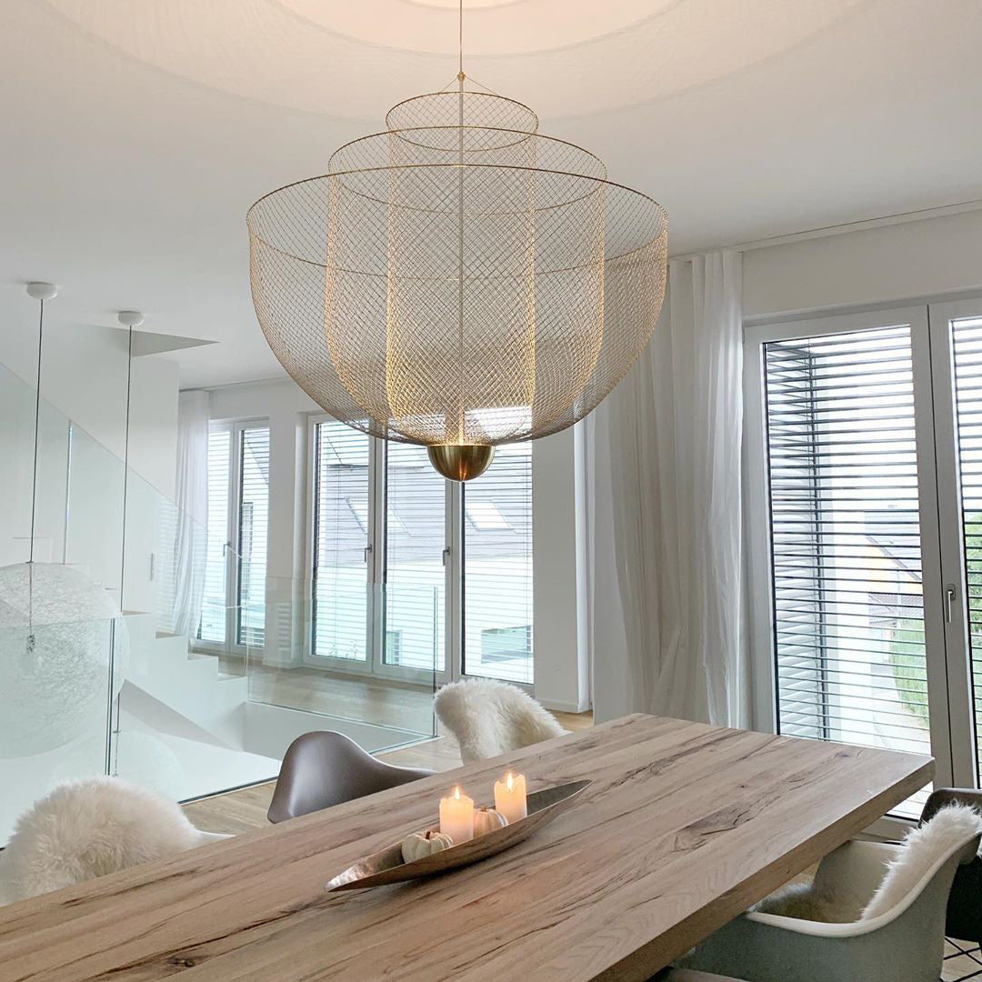 Meshmatics Chandelier - Tiered Woven Wire Netting LED Pendant