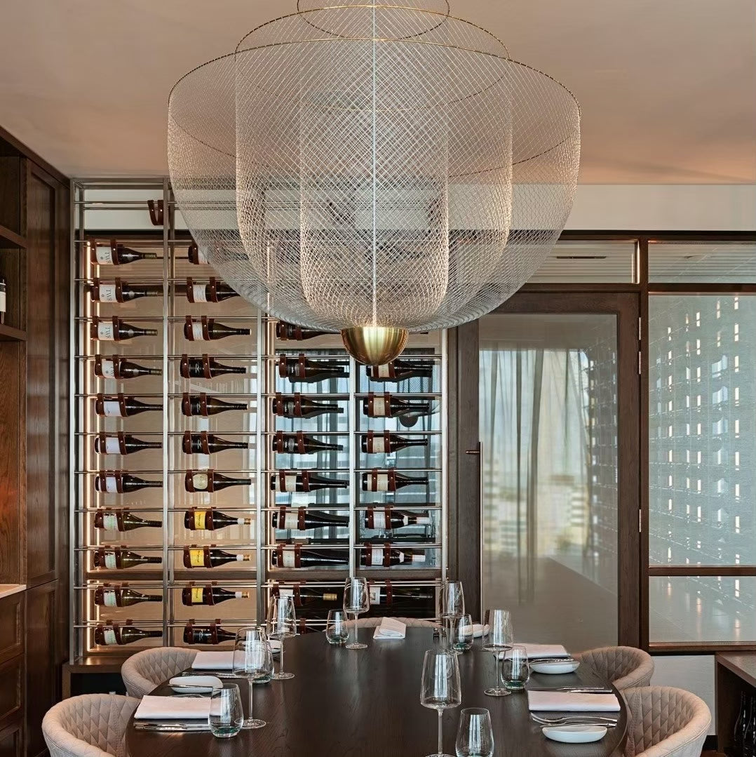 Meshmatics Chandelier - Tiered Woven Wire Netting LED Pendant