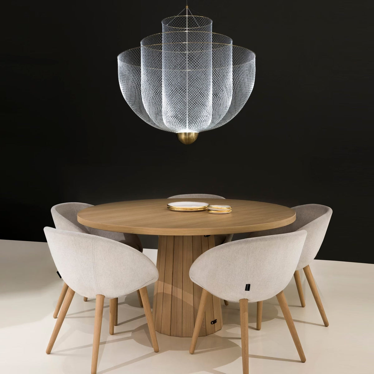 Meshmatics Chandelier - Tiered Woven Wire Netting LED Pendant