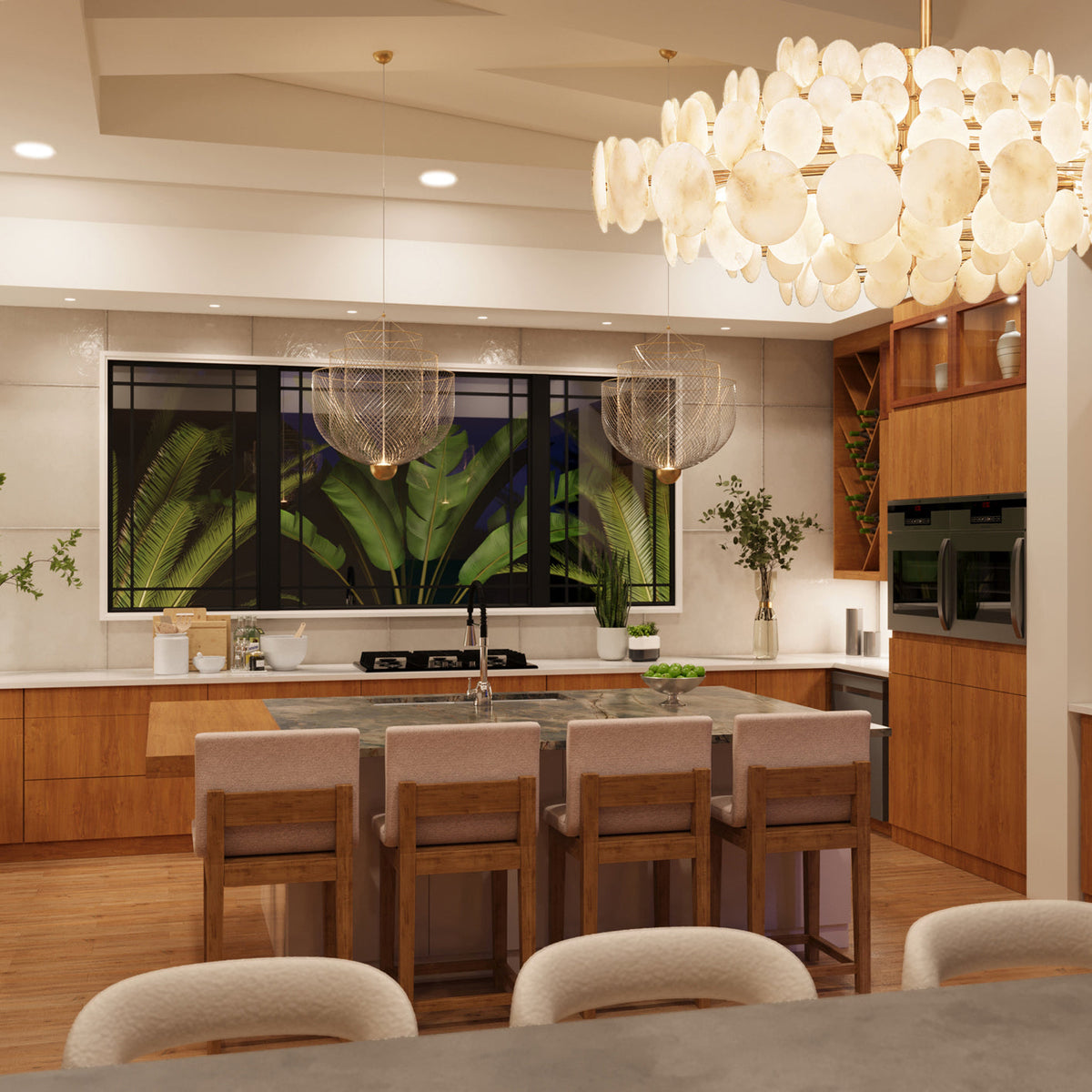 Meshmatics Chandelier - Tiered Woven Wire Netting LED Pendant