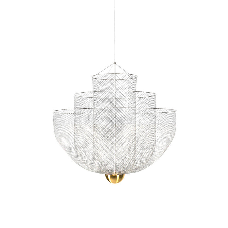 Meshmatics Chandelier - Tiered Woven Wire Netting LED Pendant