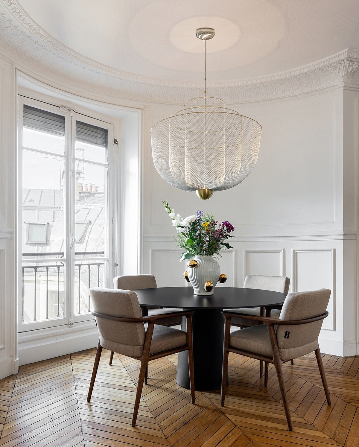 Meshmatics Chandelier - Tiered Woven Wire Netting LED Pendant