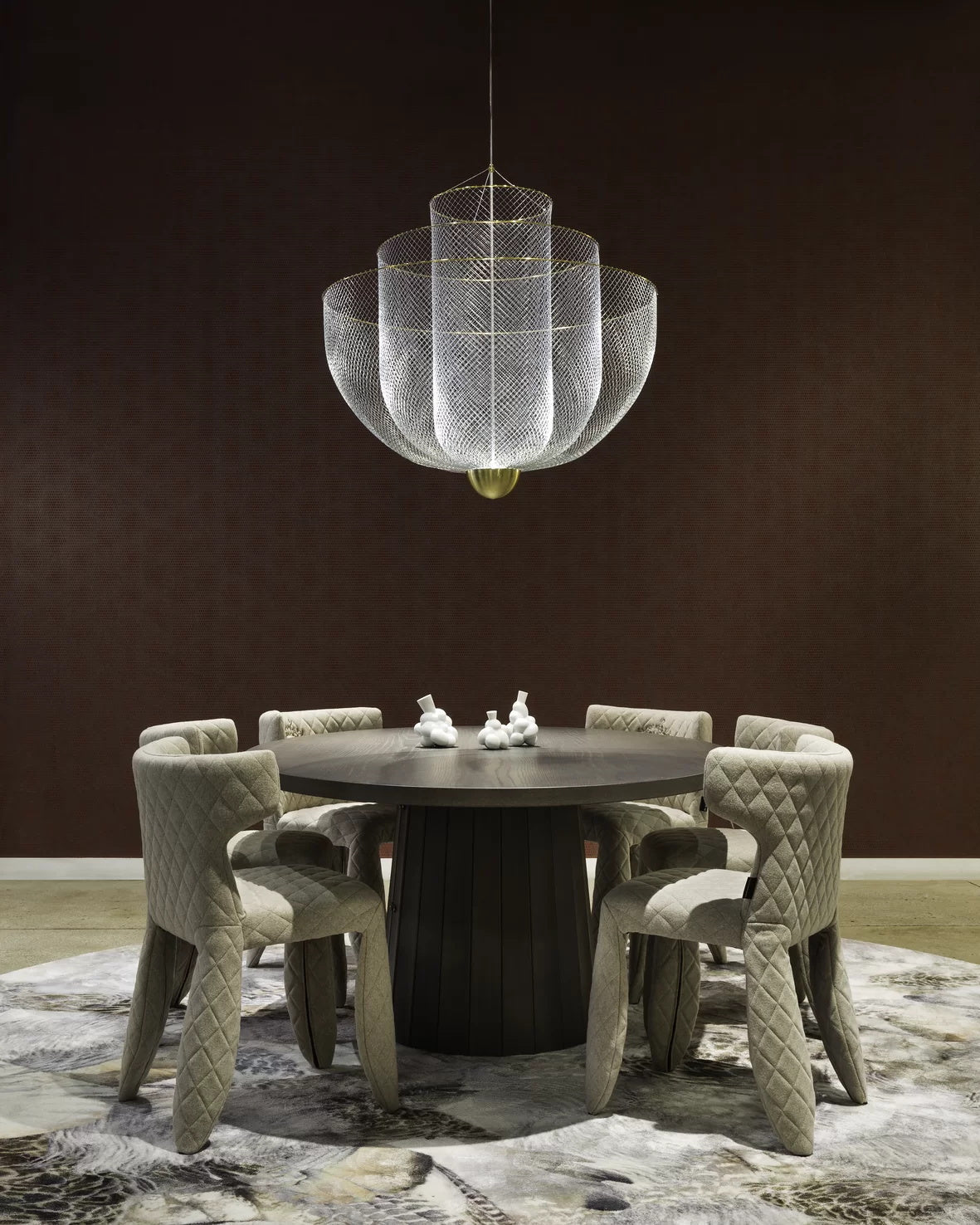 Meshmatics Chandelier - Tiered Woven Wire Netting LED Pendant