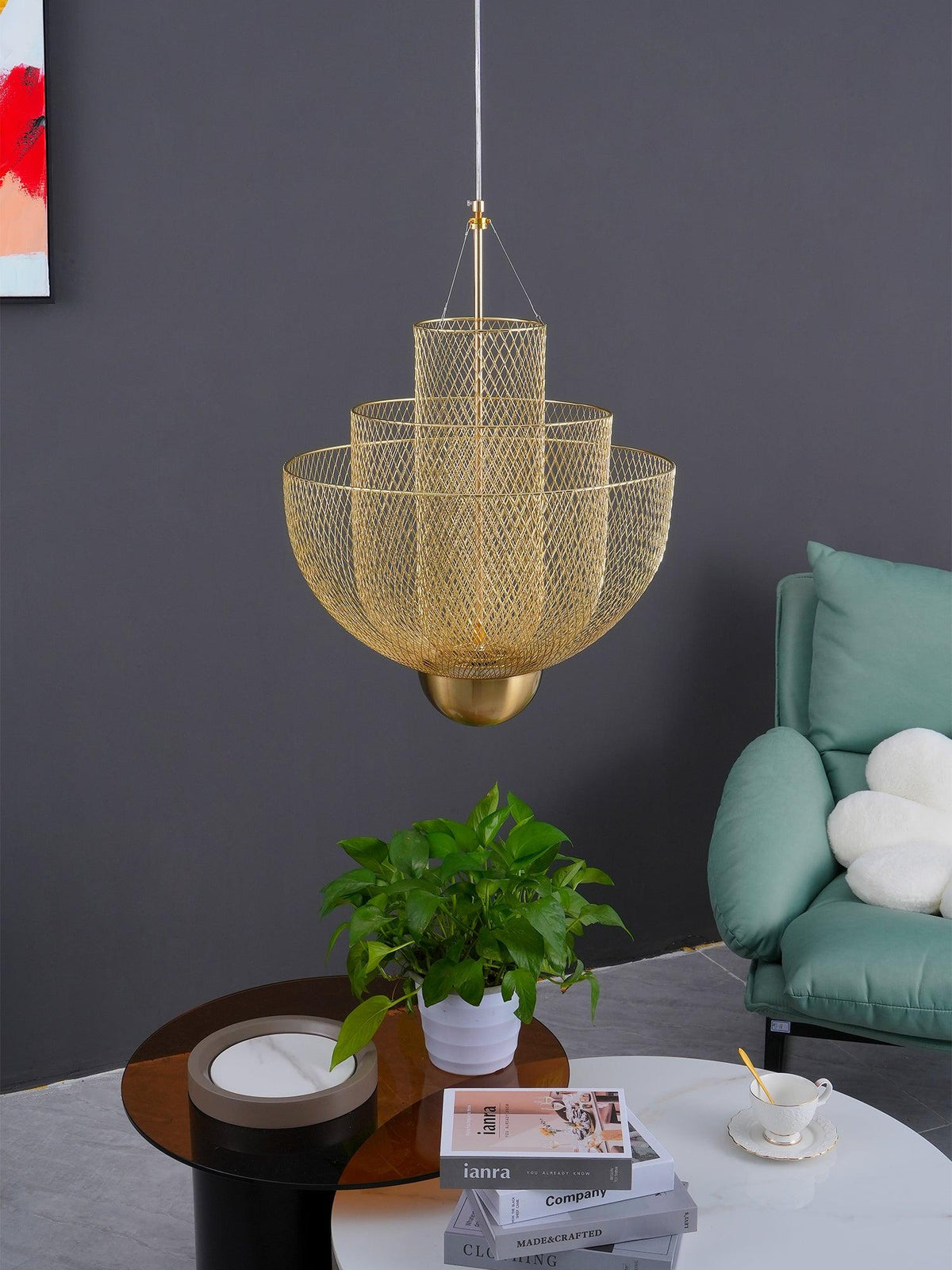 Meshmatics Chandelier - Tiered Woven Wire Netting LED Pendant