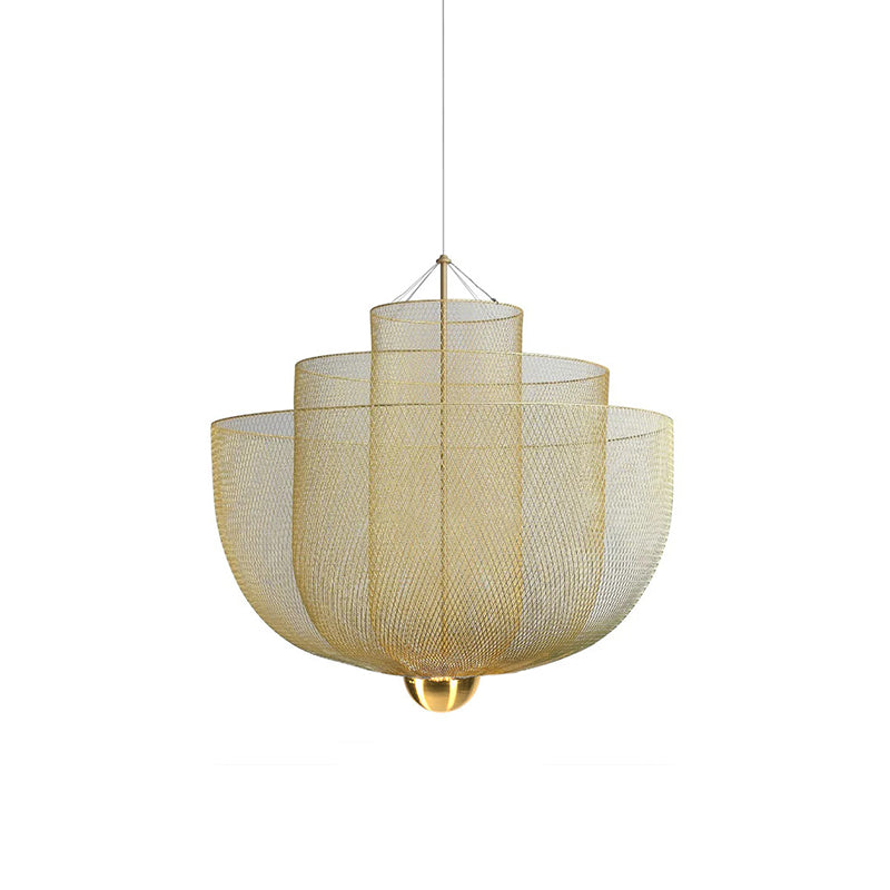 Meshmatics Chandelier - Tiered Woven Wire Netting LED Pendant