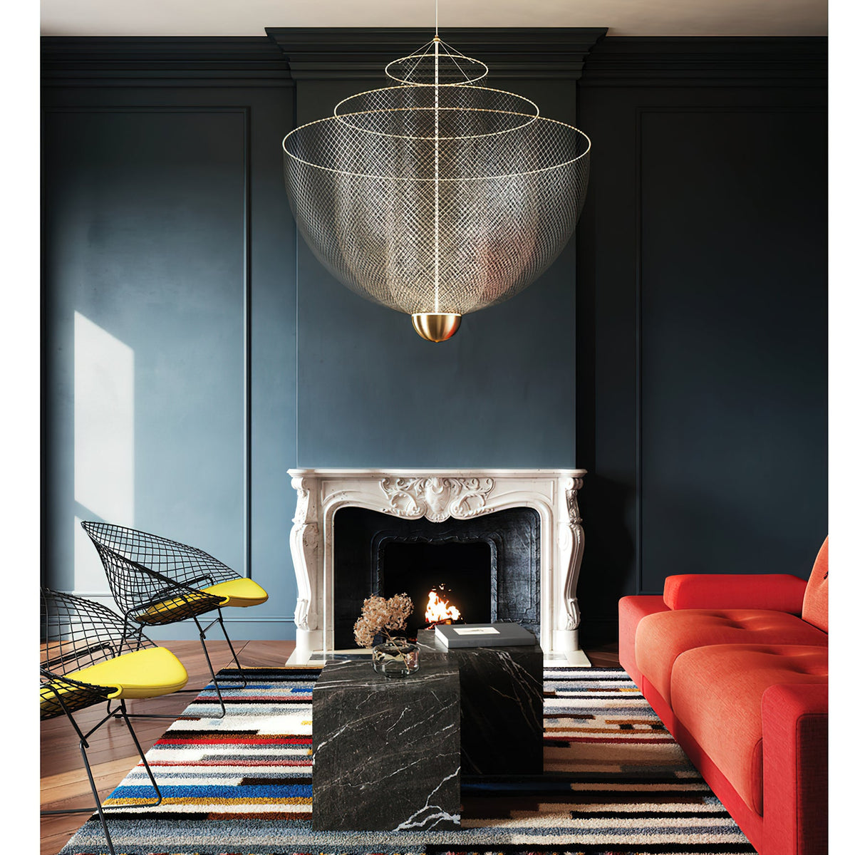 Meshmatics Chandelier - Tiered Woven Wire Netting LED Pendant