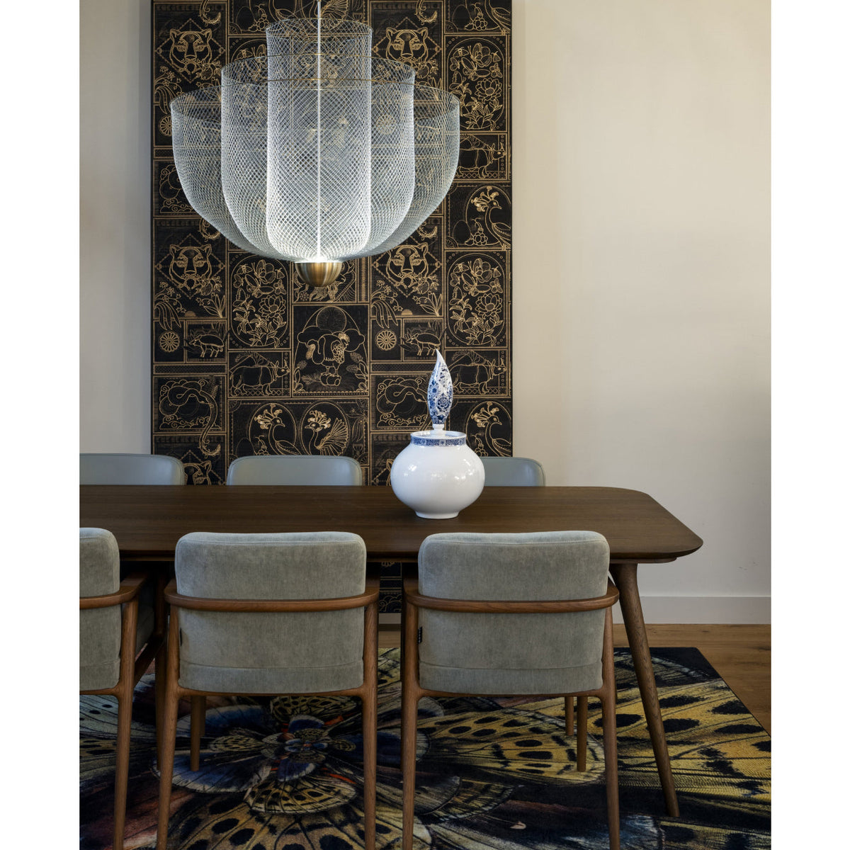 Meshmatics Chandelier - Tiered Woven Wire Netting LED Pendant