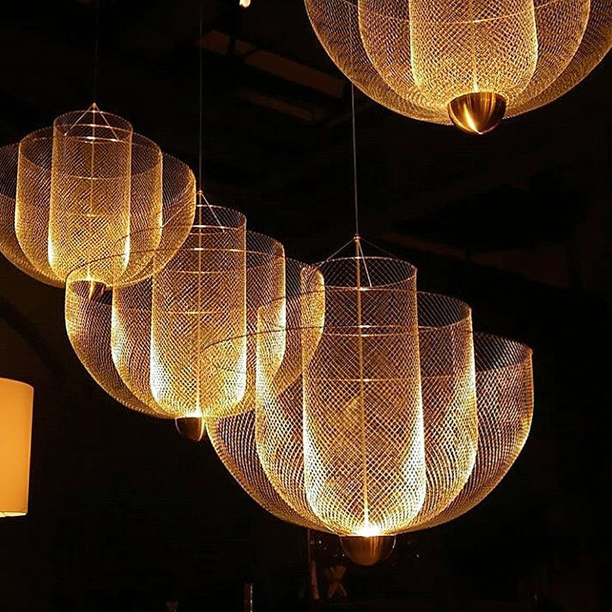 Meshmatics Chandelier - Tiered Woven Wire Netting LED Pendant