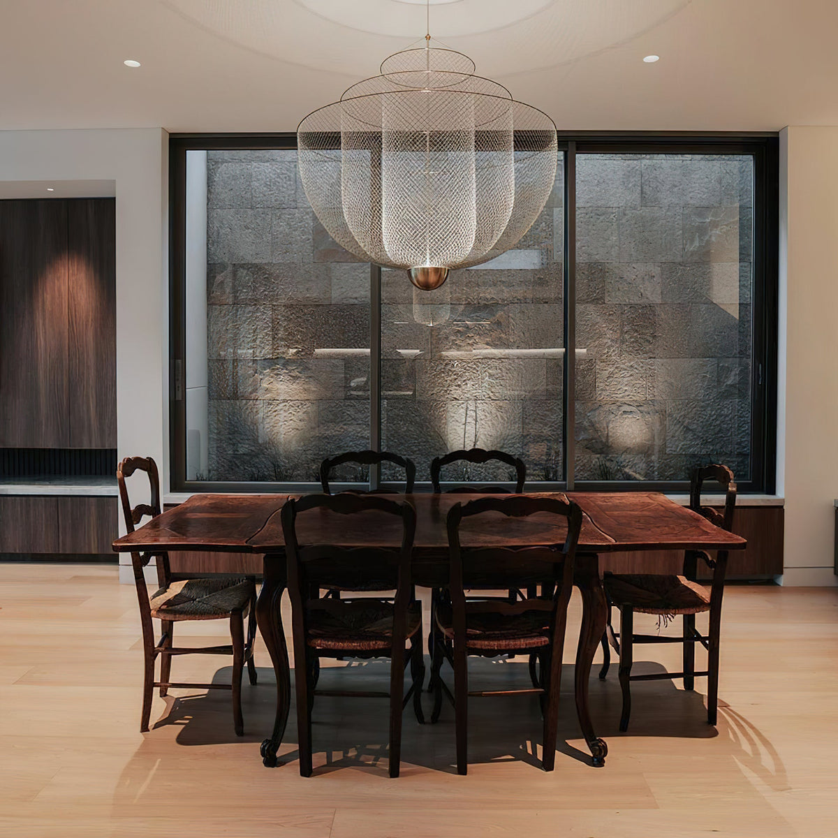 Meshmatics Chandelier - Tiered Woven Wire Netting LED Pendant