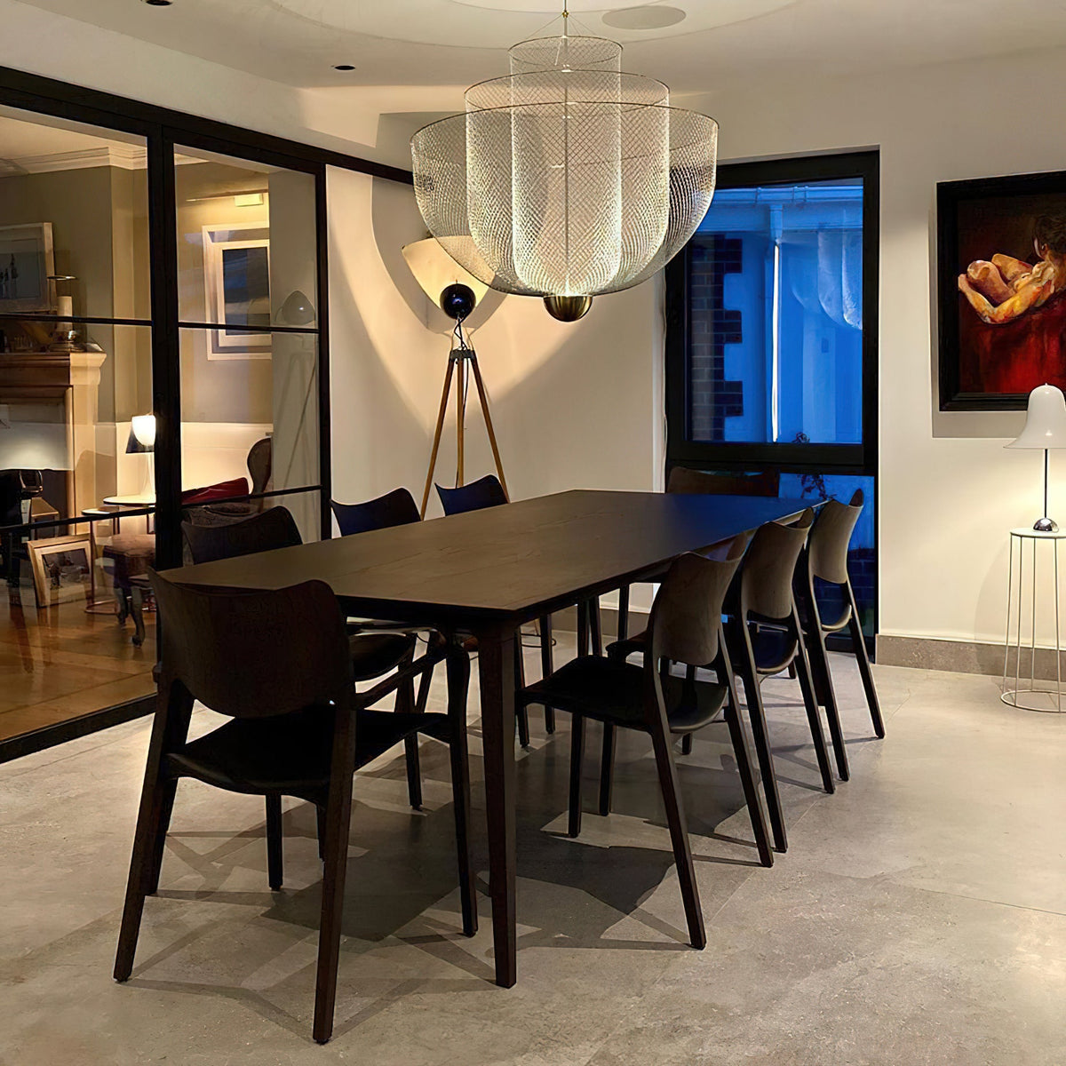 Meshmatics Chandelier - Tiered Woven Wire Netting LED Pendant