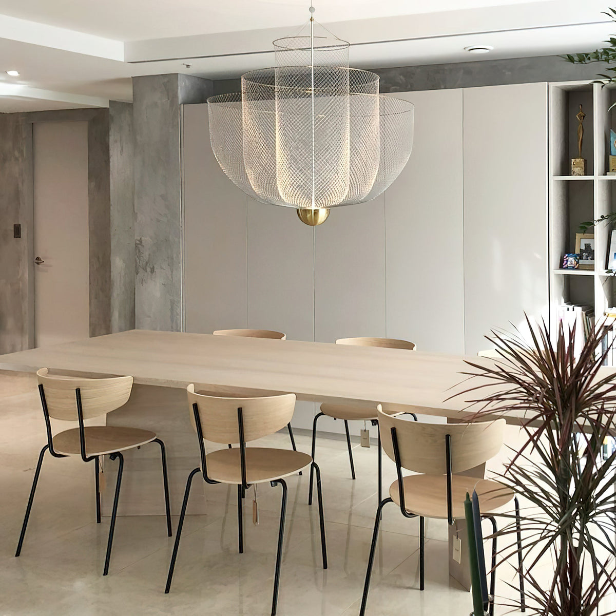 Meshmatics Chandelier - Tiered Woven Wire Netting LED Pendant