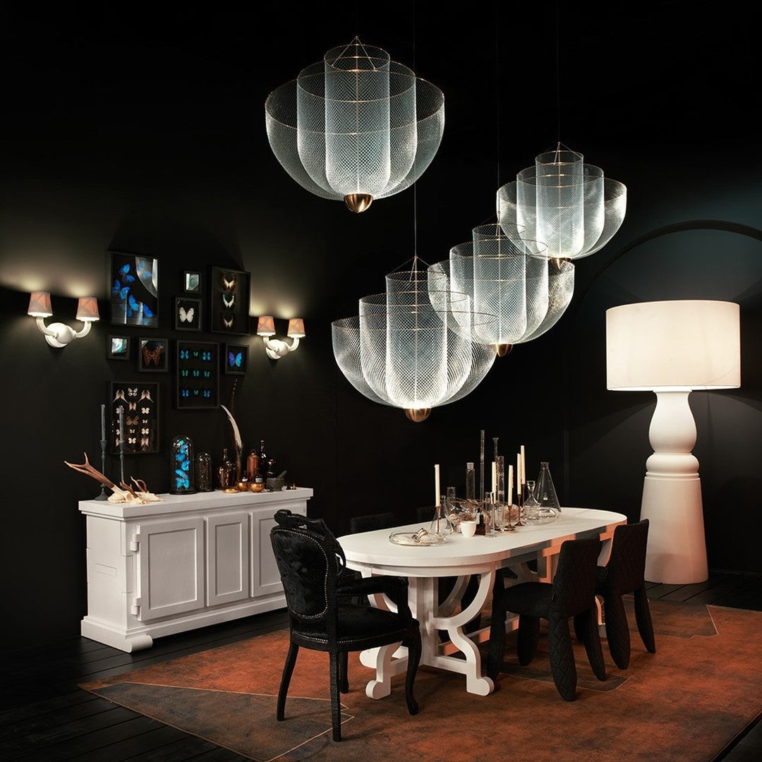 Meshmatics Chandelier - Tiered Woven Wire Netting LED Pendant