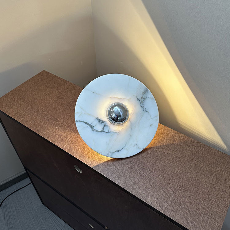 Calacatta Marble Wall Lamp – Minimalist Circular White Marble & Chrome LED Sconce