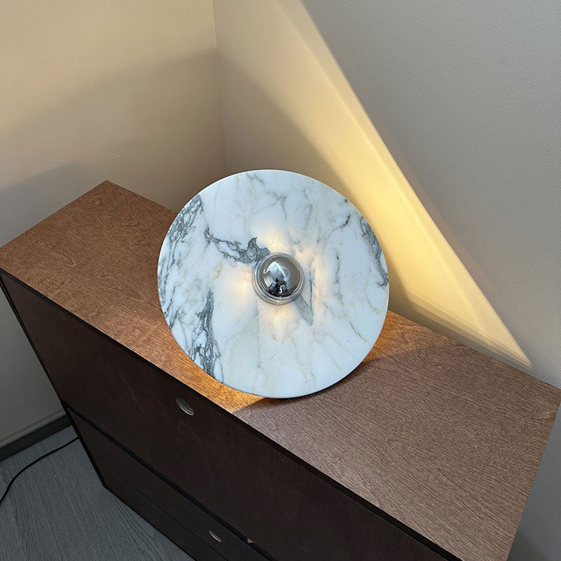 Calacatta Marble Wall Lamp – Minimalist Circular White Marble & Chrome LED Sconce
