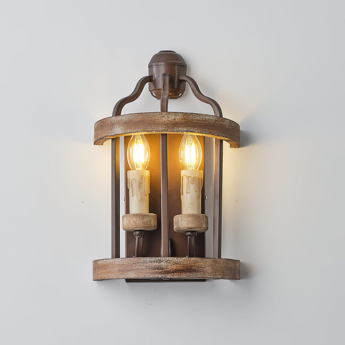 Messina Wall Lamp - Modern Wood & Metal Dual-Light Wall Sconce