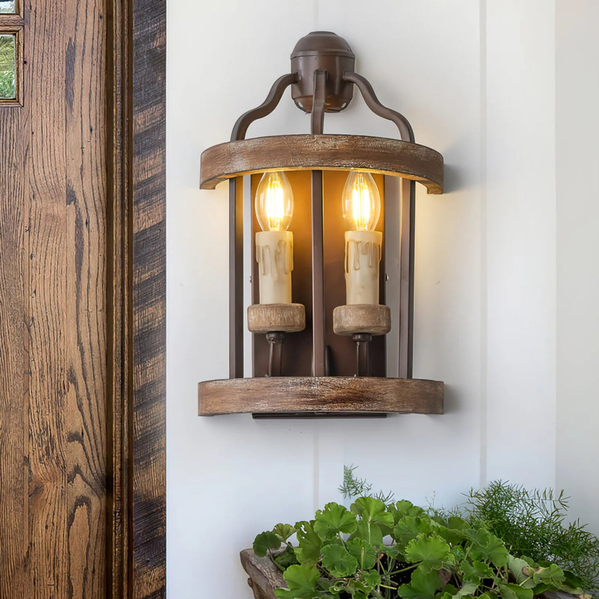 Messina Wall Lamp - Modern Wood & Metal Dual-Light Wall Sconce