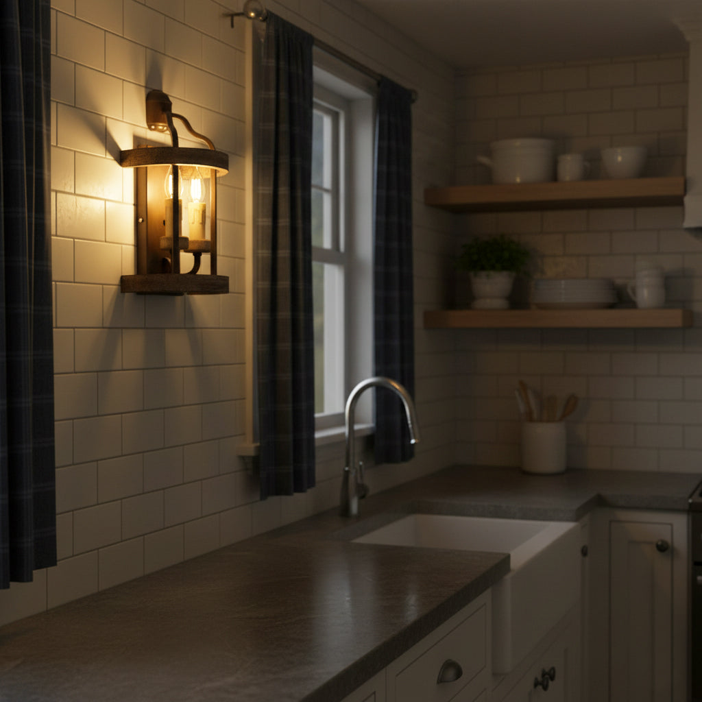 Messina Wall Lamp - Modern Wood & Metal Dual-Light Wall Sconce