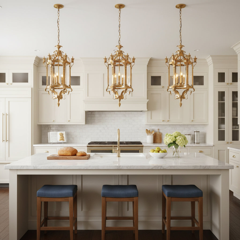 Metropolitan Lantern Chandelier - 19th Century Cast Iron & Glass Pendant