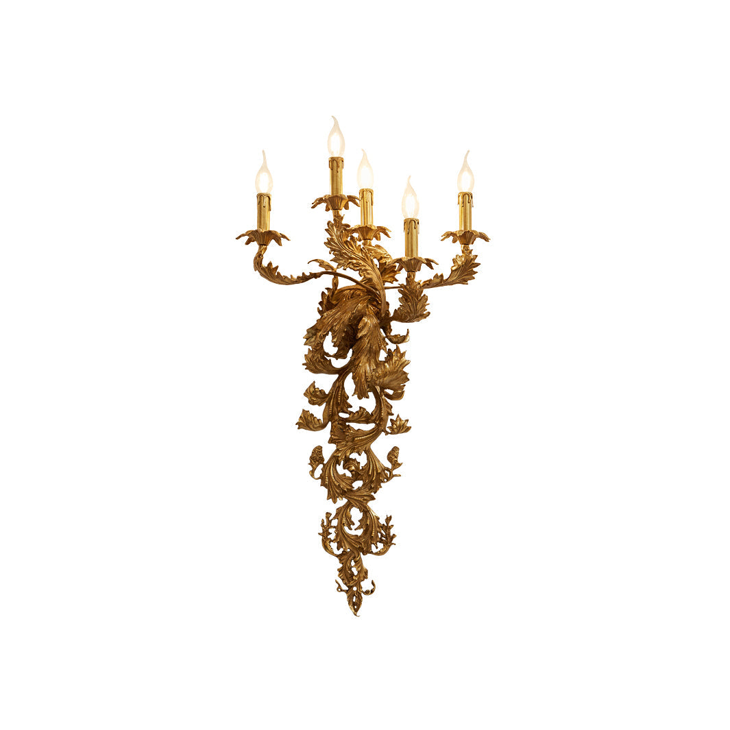 Metropolitan Candle Wall Lamp - 5-Light Brass Candelabra Wall Sconce
