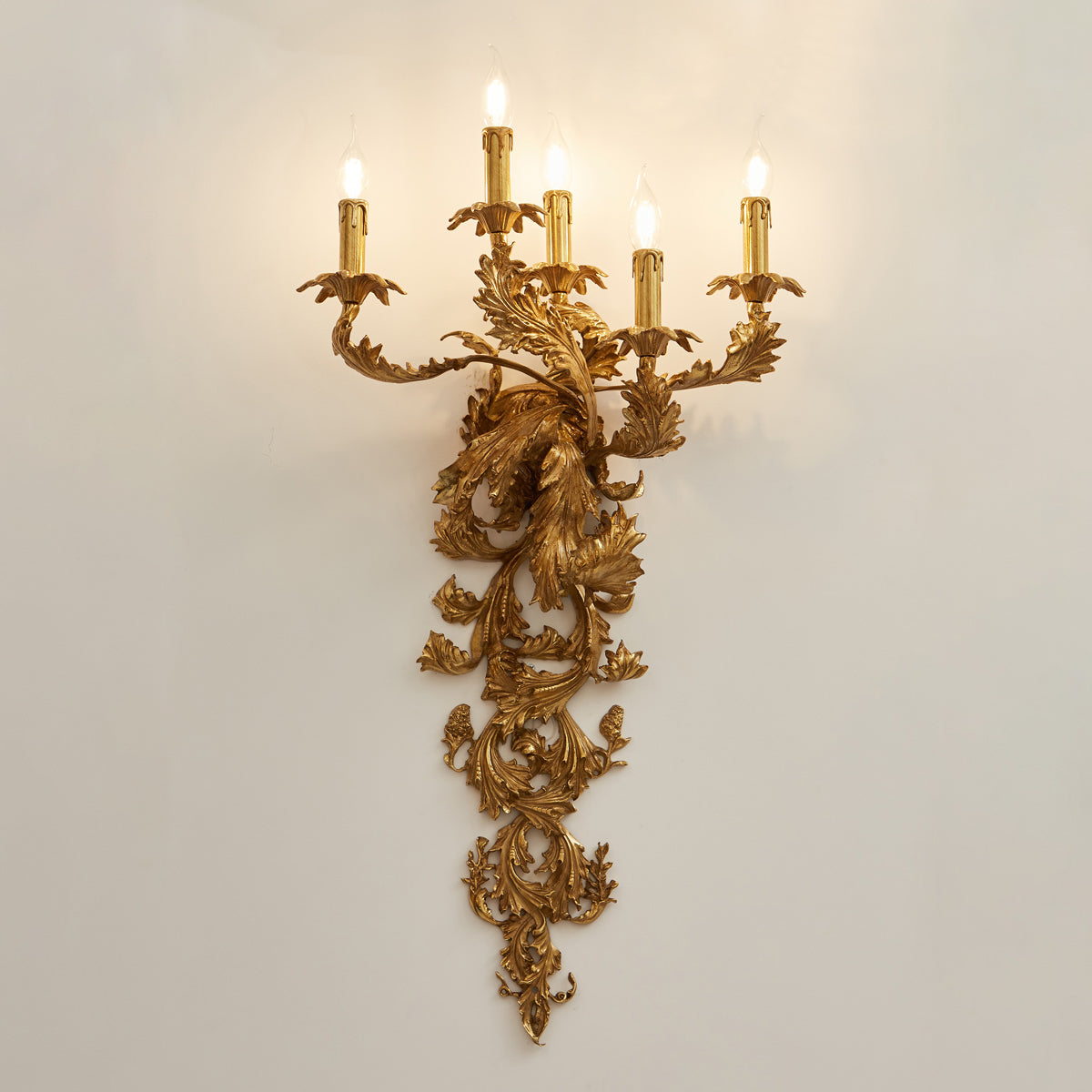 Metropolitan Candle Wall Lamp - 5-Light Brass Candelabra Wall Sconce