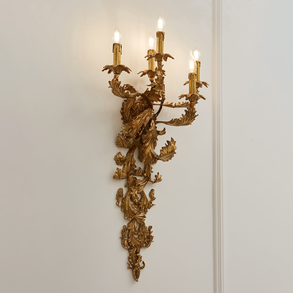 Metropolitan Candle Wall Lamp - 5-Light Brass Candelabra Wall Sconce