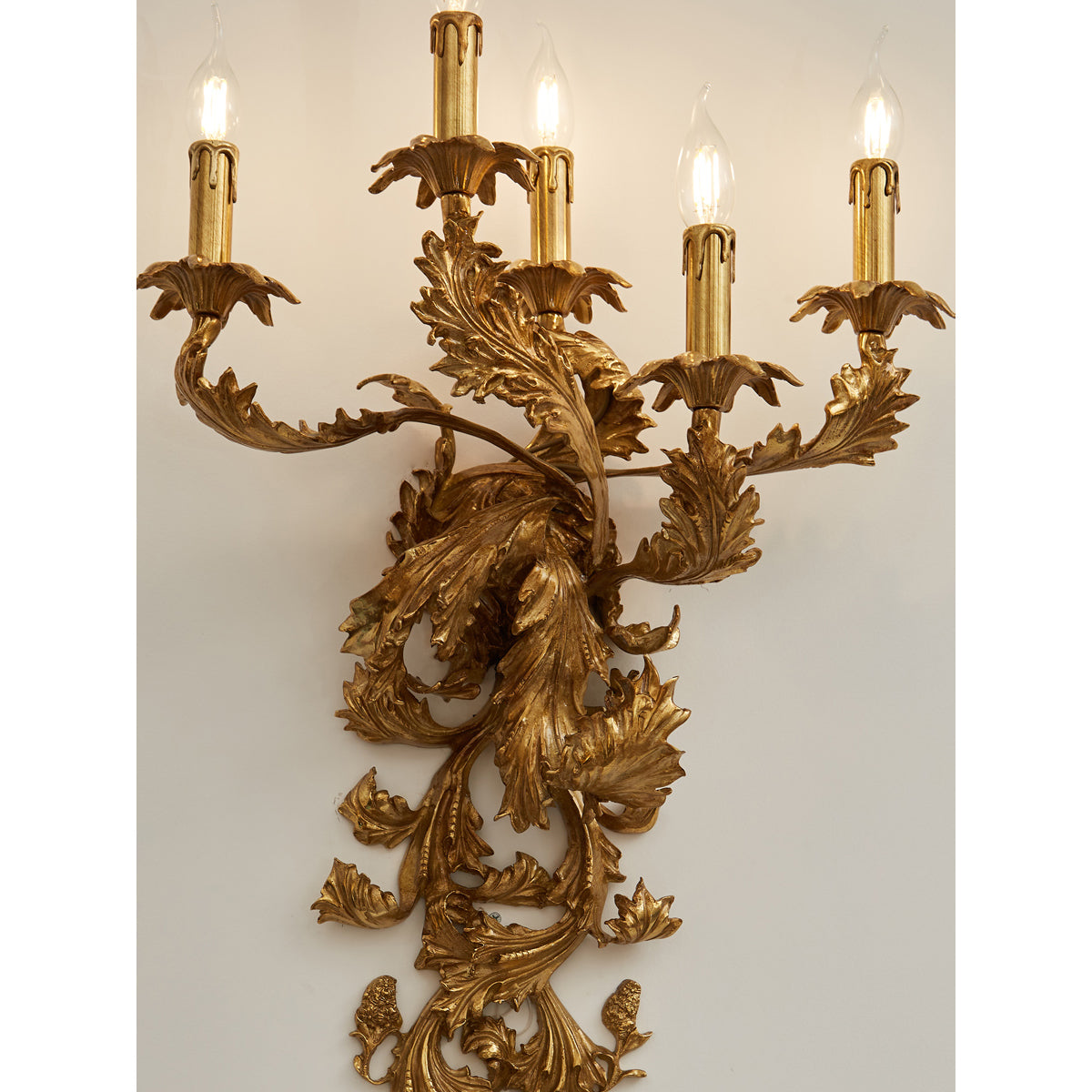 Metropolitan Candle Wall Lamp - 5-Light Brass Candelabra Wall Sconce