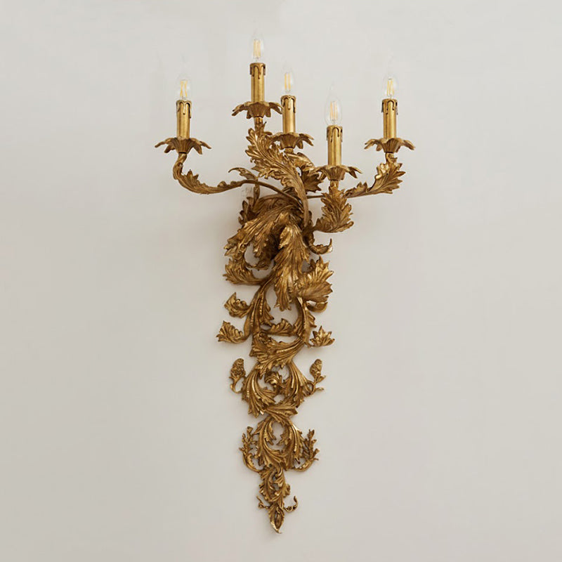 Metropolitan Candle Wall Lamp - 5-Light Brass Candelabra Wall Sconce