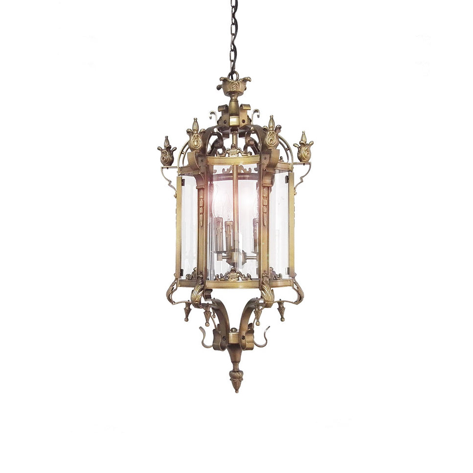 Metropolitan Lantern Chandelier - 19th Century Cast Iron & Glass Pendant