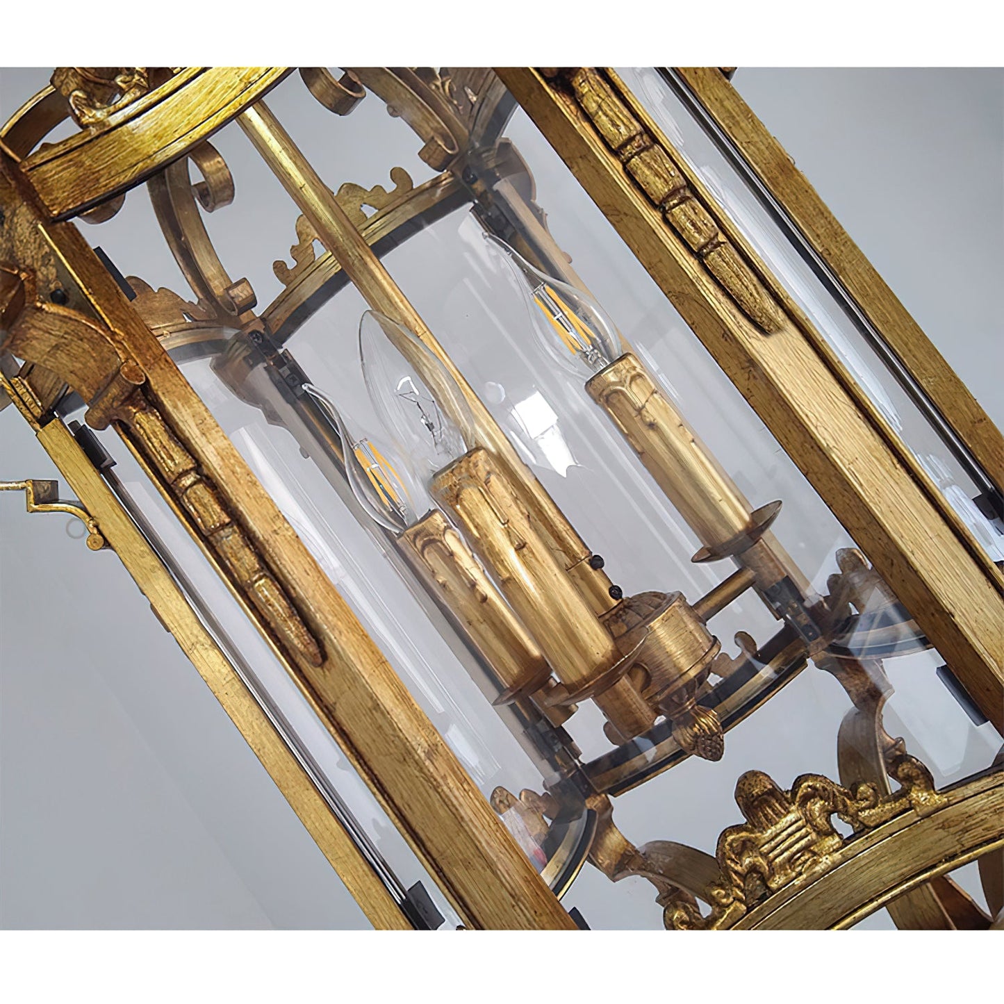 Metropolitan Lantern Chandelier - 19th Century Cast Iron & Glass Pendant