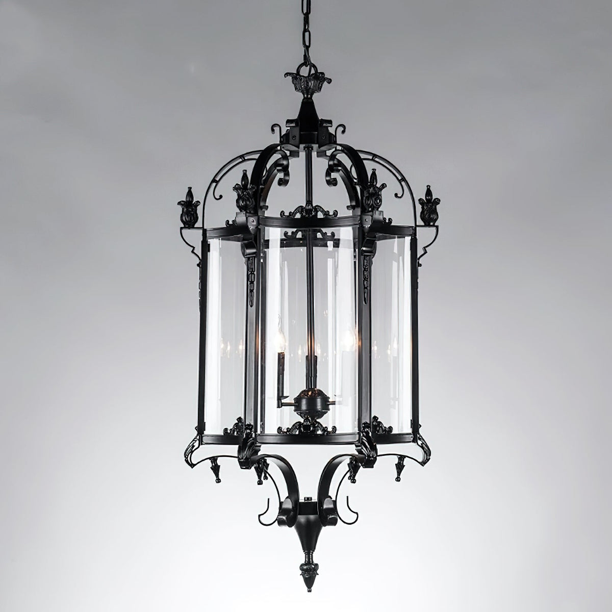 Metropolitan Lantern Chandelier - 19th Century Cast Iron & Glass Pendant