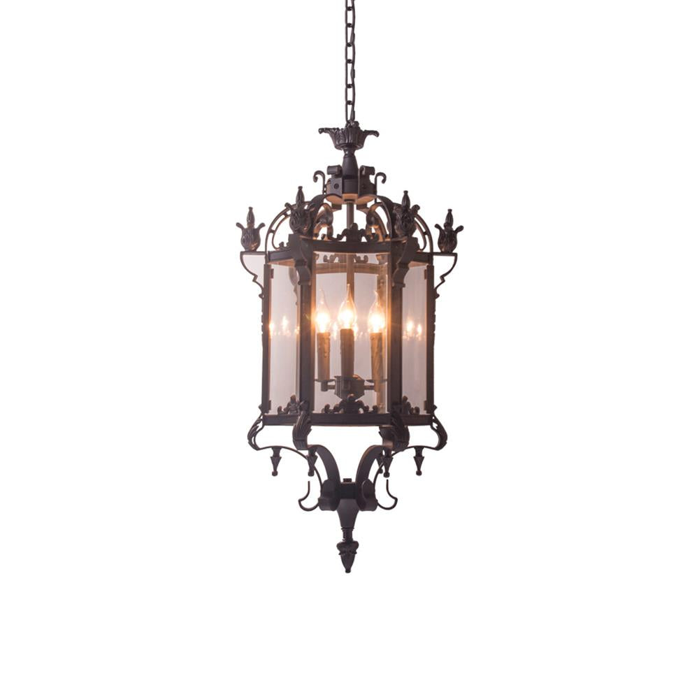 Metropolitan Lantern Chandelier - 19th Century Cast Iron & Glass Pendant