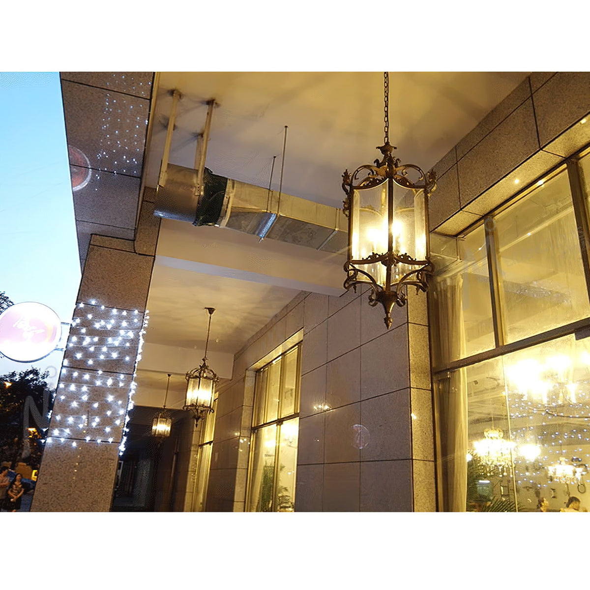 Metropolitan Lantern Chandelier - 19th Century Cast Iron & Glass Pendant