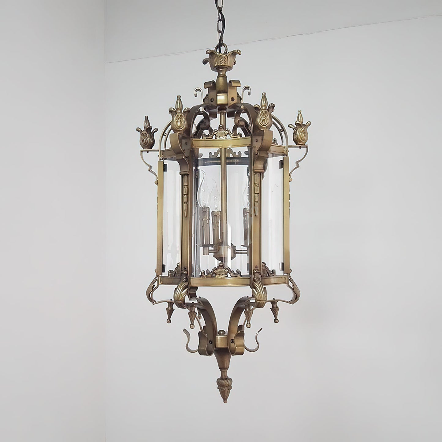 Metropolitan Lantern Chandelier - 19th Century Cast Iron & Glass Pendant