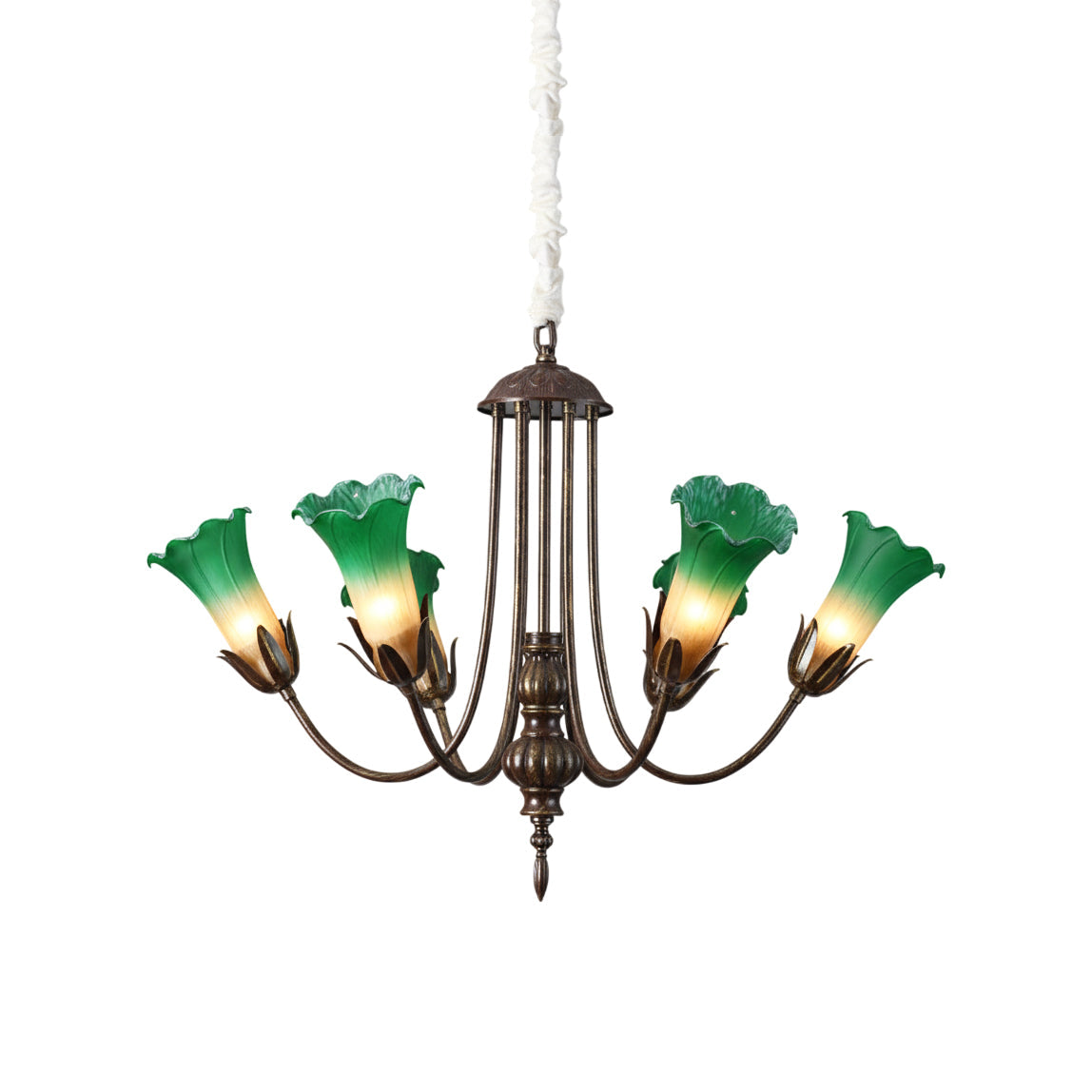 Meyda Chandelier - Sleek Metal & Warm Glass Shade Pendant