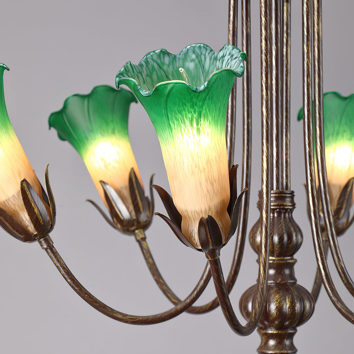 Meyda Chandelier - Sleek Metal & Warm Glass Shade Pendant