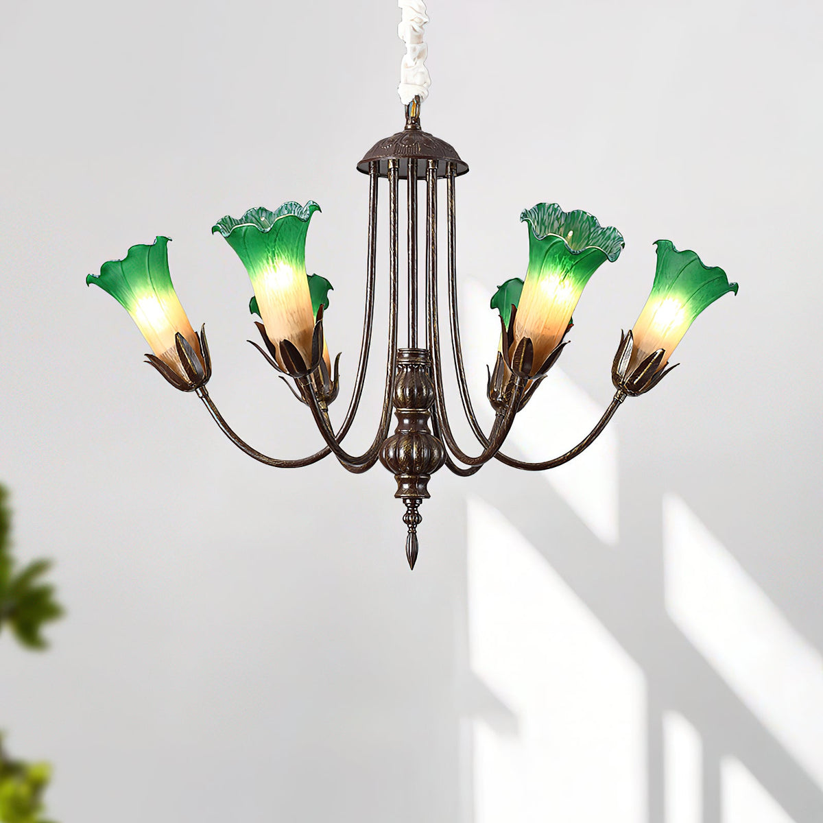 Meyda Chandelier - Sleek Metal & Warm Glass Shade Pendant
