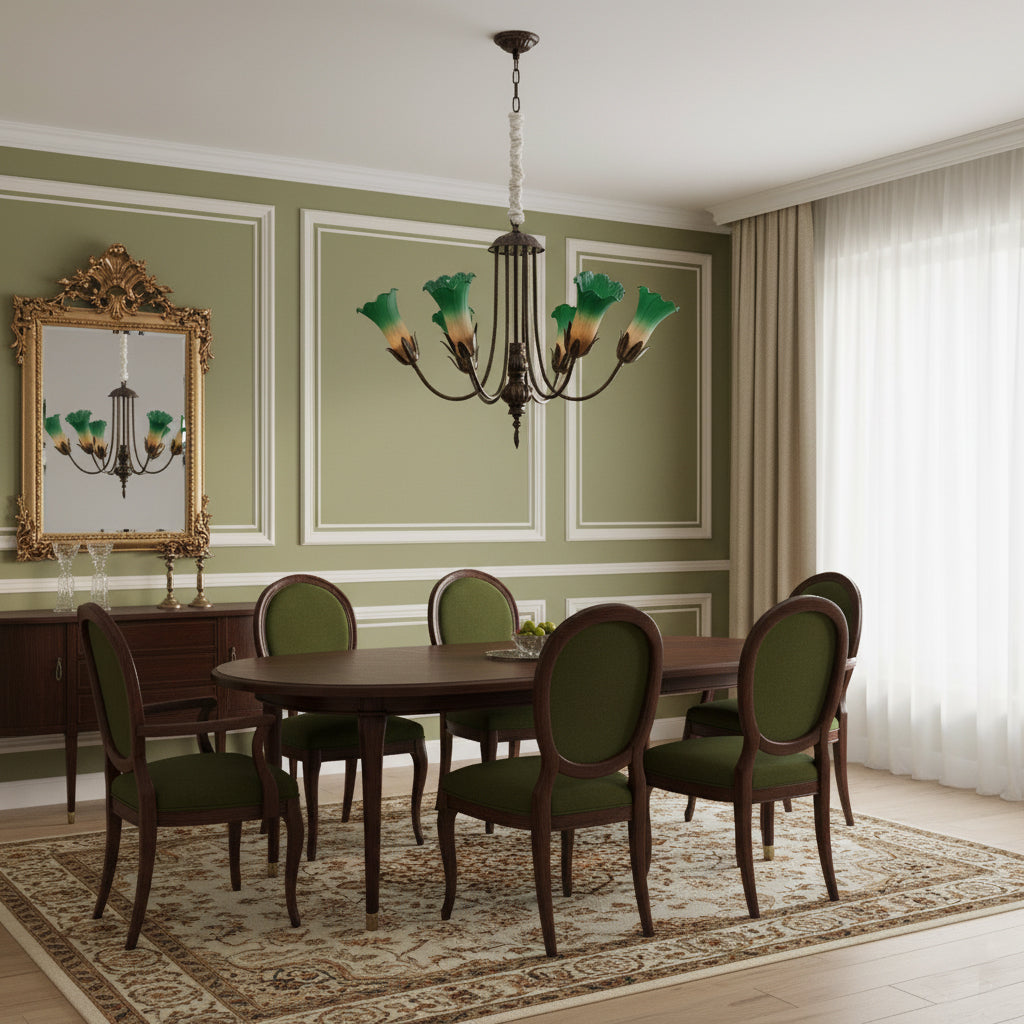 Meyda Chandelier - Sleek Metal & Warm Glass Shade Pendant
