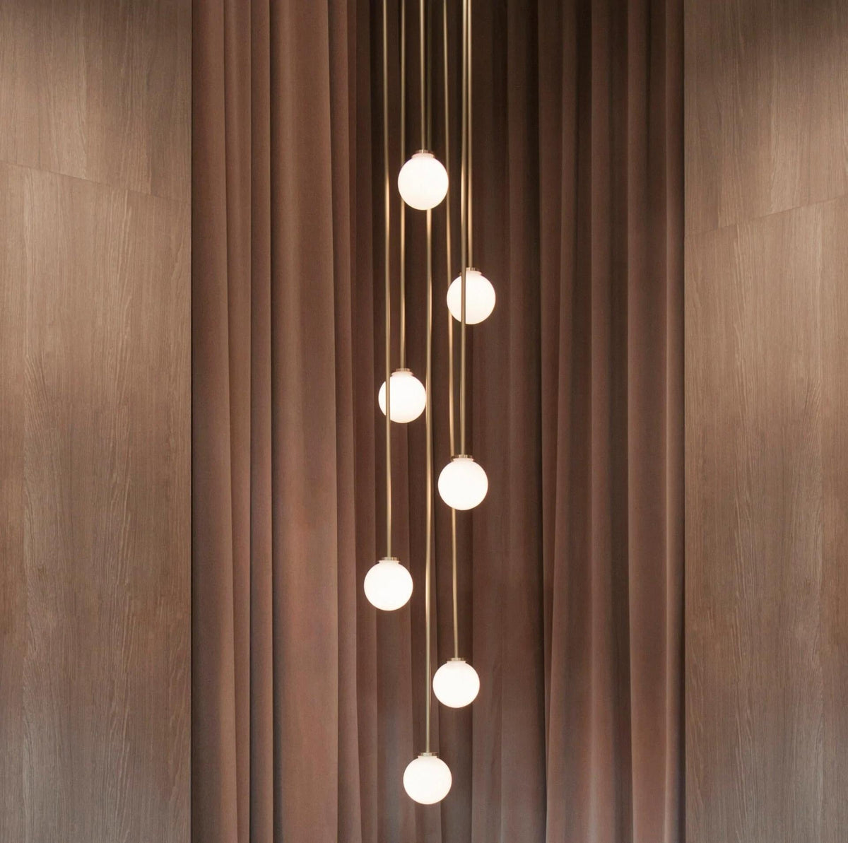 Mezzo Cluster Chandelier - Italian Retro Brass & White Glass Orb Pendant