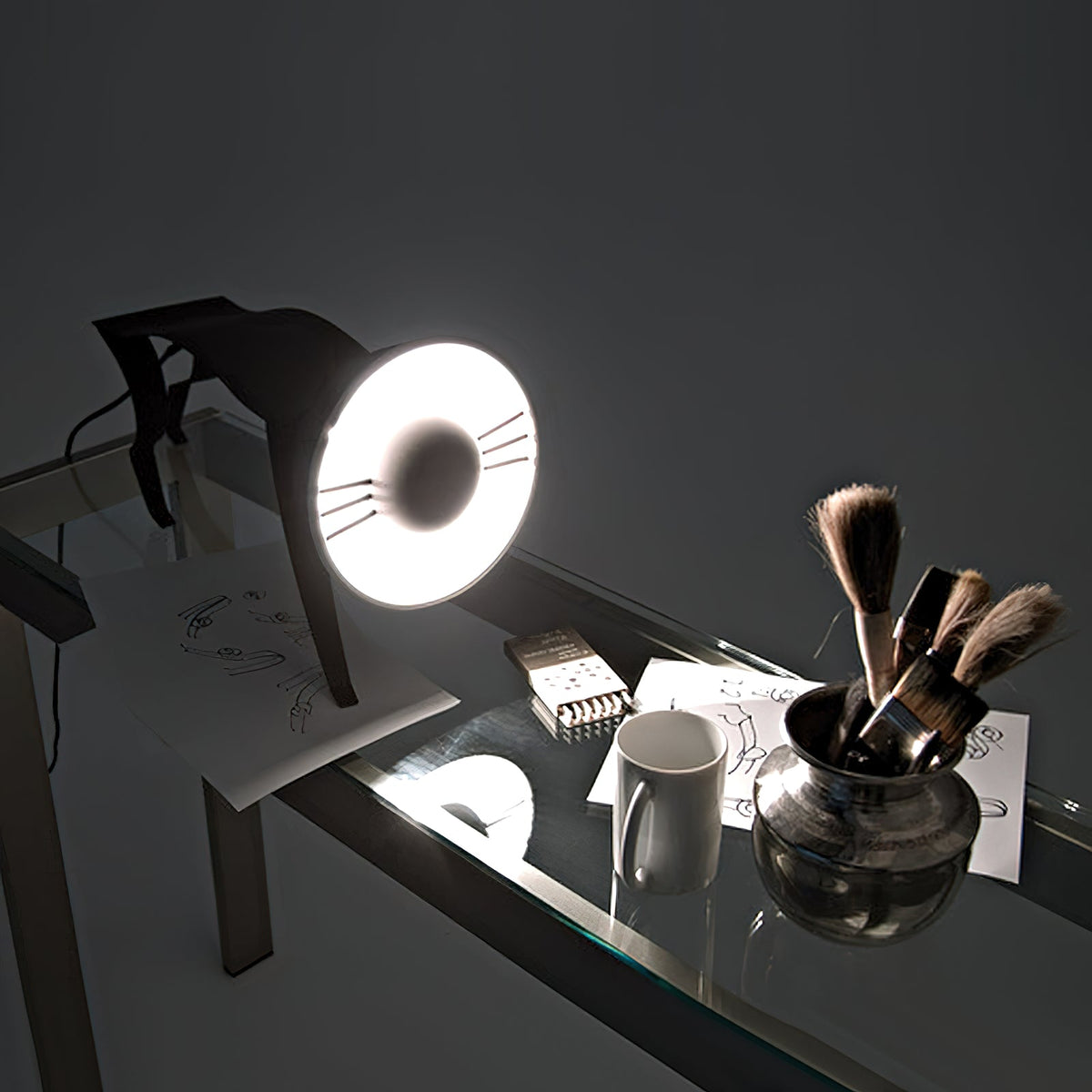 Micha Cat Table Lamp - Playful Metallic Feline Accent Light
