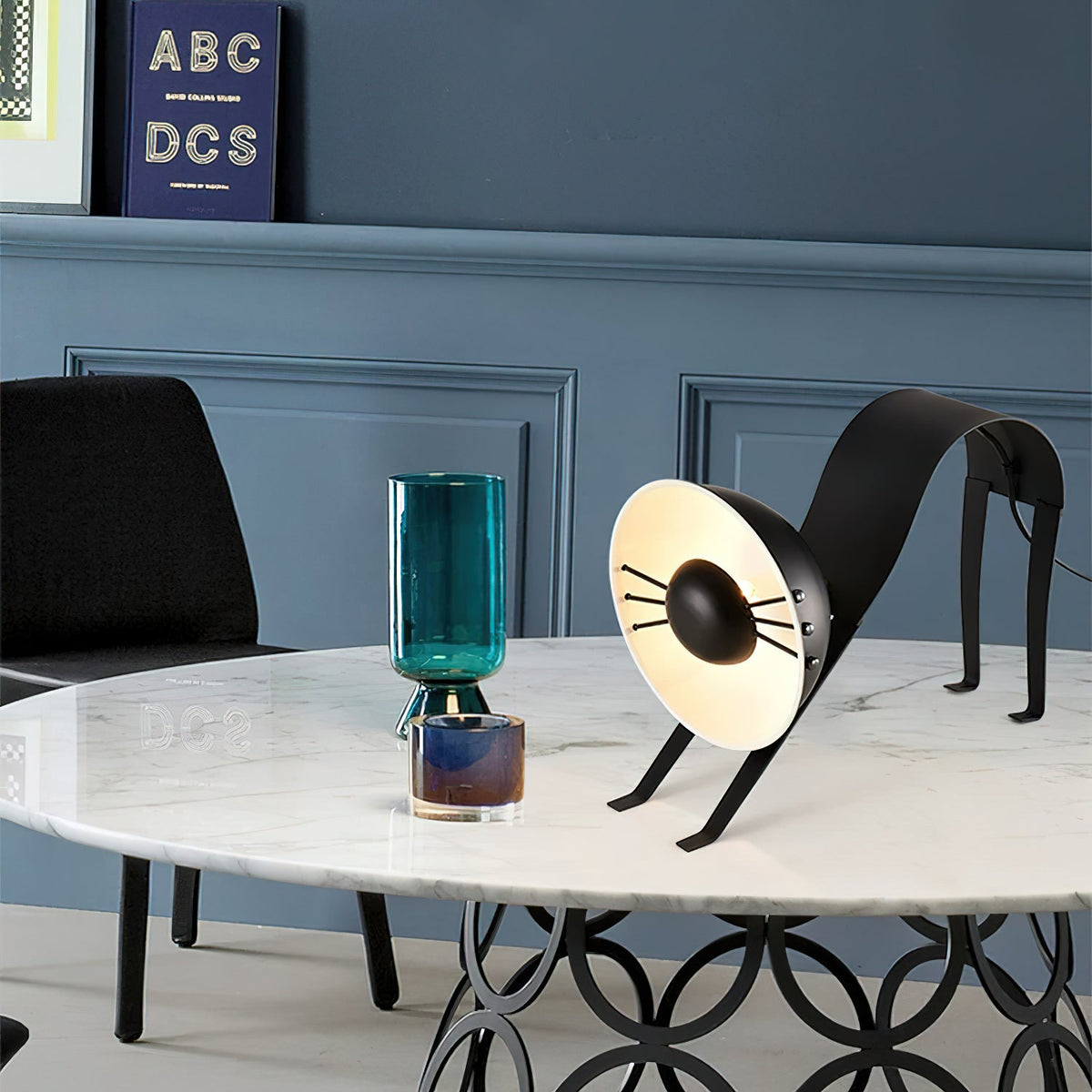 Micha Cat Table Lamp - Playful Metallic Feline Accent Light