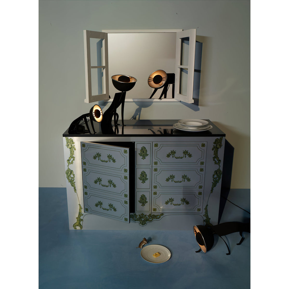 Micha Cat Table Lamp - Playful Metallic Feline Accent Light
