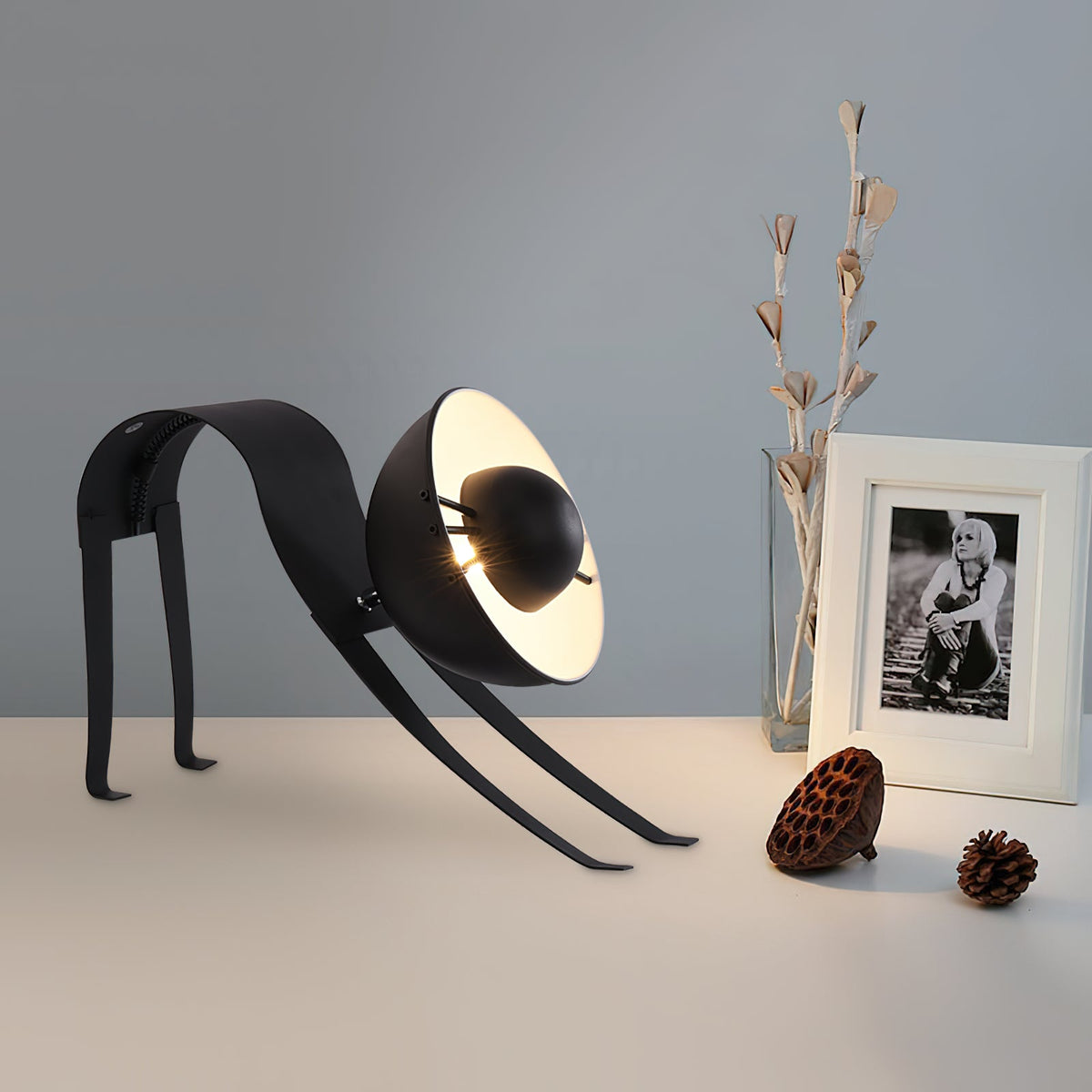 Micha Cat Table Lamp - Playful Metallic Feline Accent Light