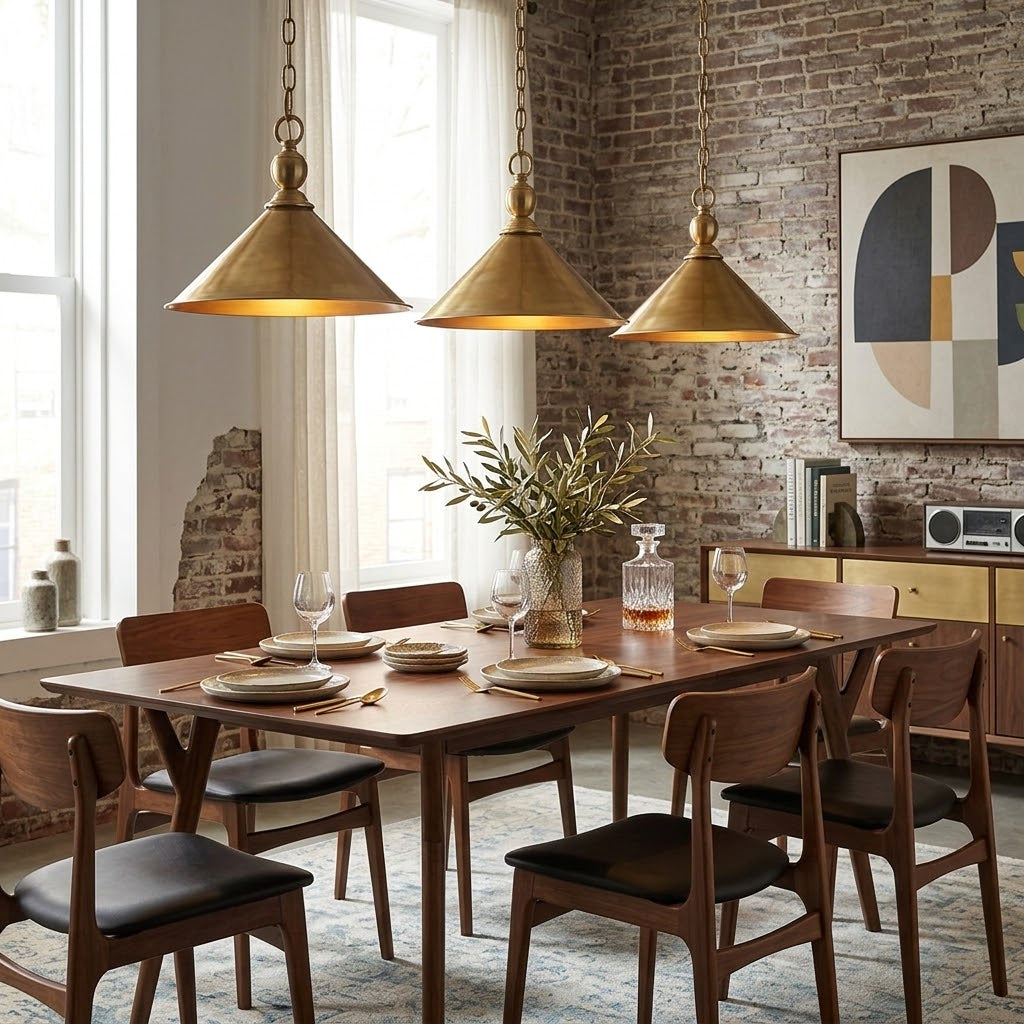 Midvale Pendant Light - Compact Patina Brass Architectural Dome Light
