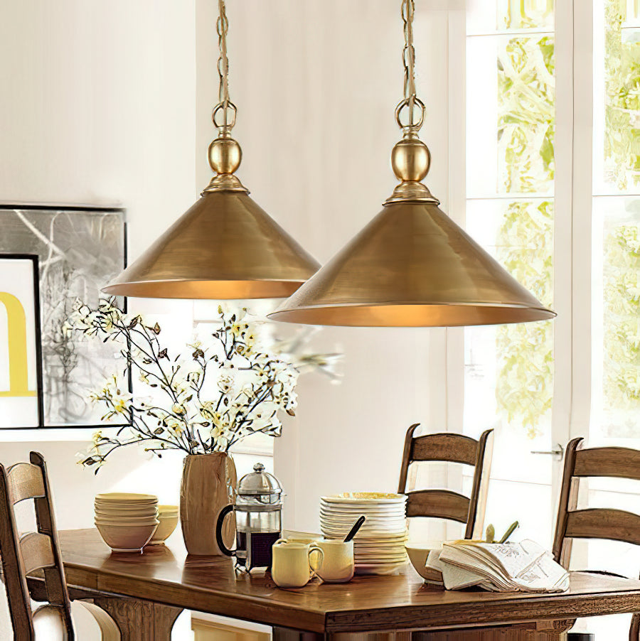 Midvale Pendant Light - Compact Patina Brass Architectural Dome Light