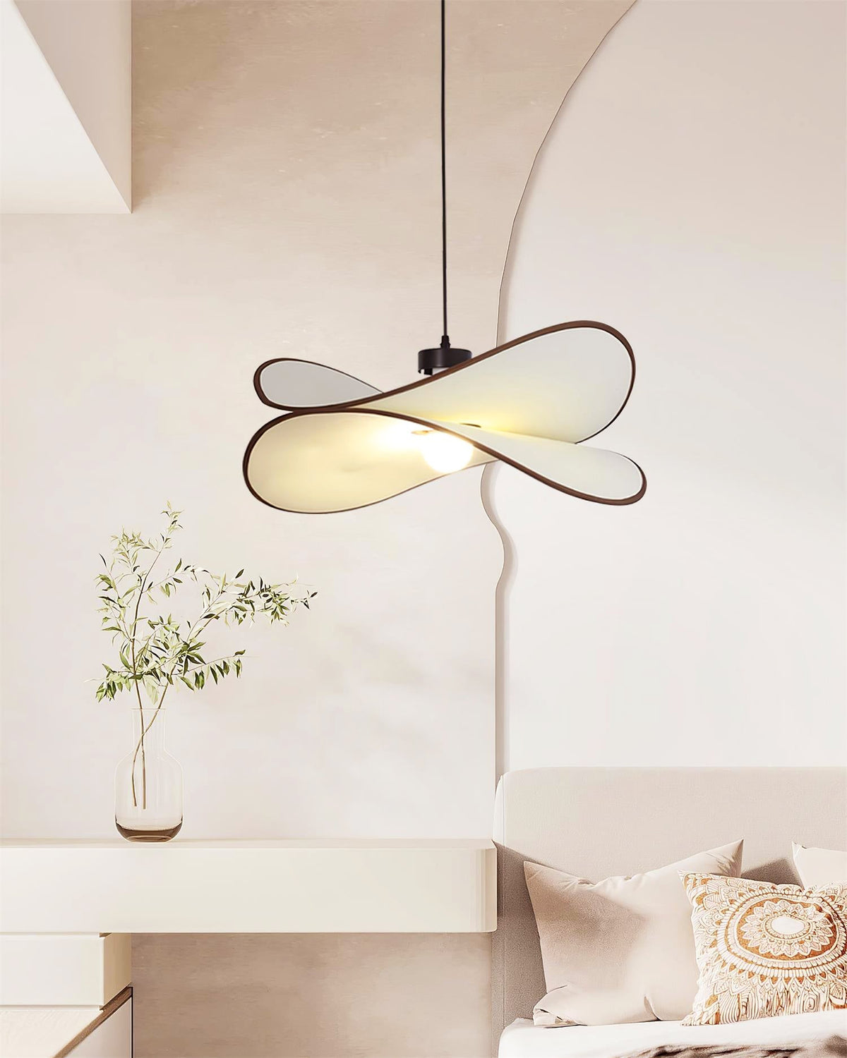 Miley Pendant Lamp - Wabi-Sabi Fabric Shade & Metal Accent Light