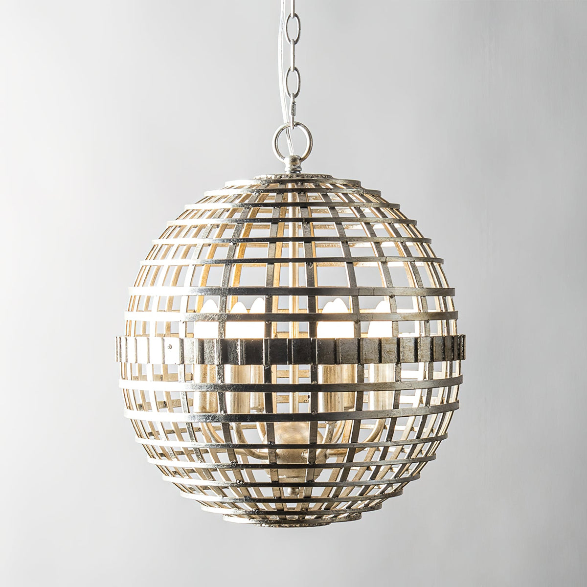 Mill Globe Pendant Lamp - Woven Metal Strip Openwork Orb Light